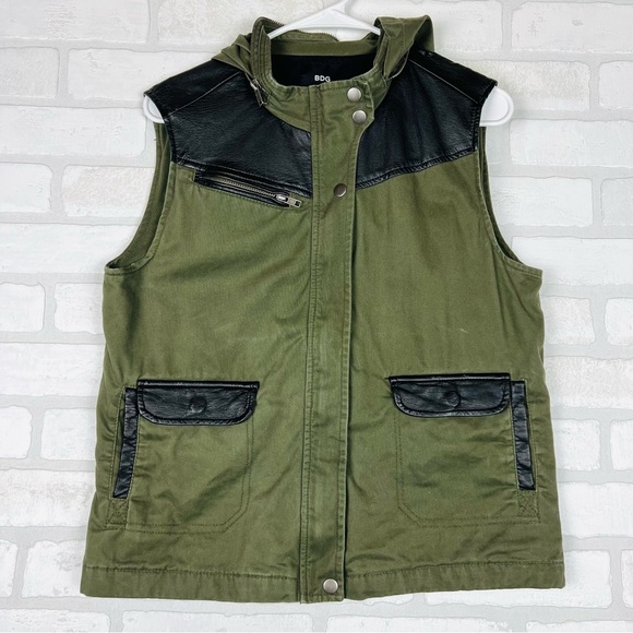BCG Green and‎ Black Hooded Vest, Size Women’s Medium - Picture 1 of 14